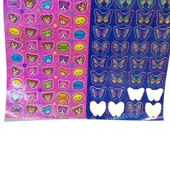 Lisa Frank Stickers Sparkly Rainbow Butterfly Puppy Cats Heart Purple Pink Blue - Picture 3 of 16